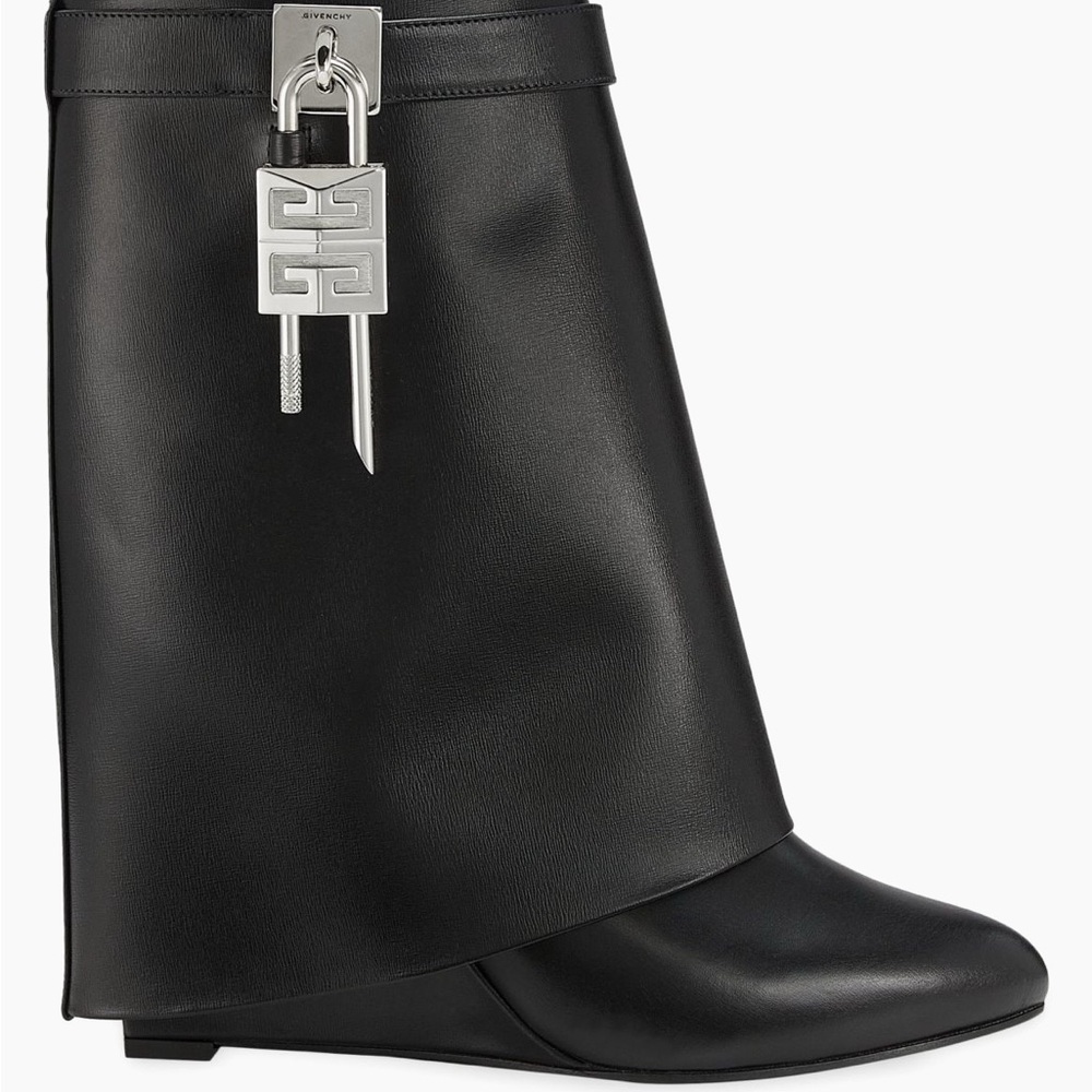 Givenchy Shark Lock Black Leather Ankle Boots